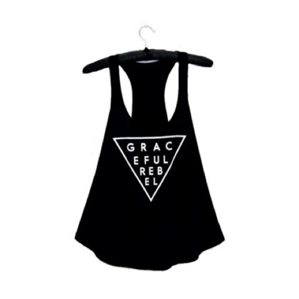 NWT Graceful Rebel Black Logo Tank